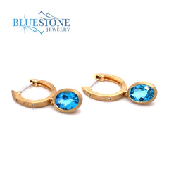 14kt Yellow Gold Earrings with Topazes and Diamonds