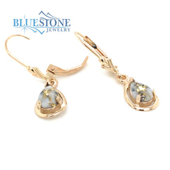 14K Yellow Gold Lever Back Earrings with Gold Quartz (7x5mm pear)