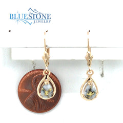 14K Yellow Gold Lever Back Earrings with Gold Quartz (7x5mm pear)