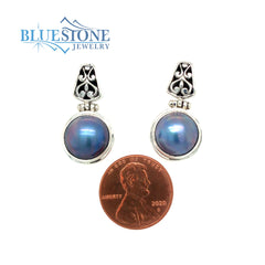 Sterling Silver Grey Pearl Earrings