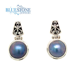 Sterling Silver Grey Pearl Earrings