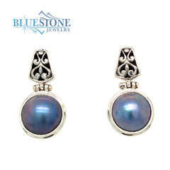 Sterling Silver Grey Pearl Earrings