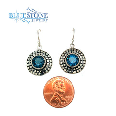 Sterling Silver Earrings with London Blue Topazes