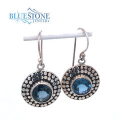 Sterling Silver Earrings with London Blue Topazes