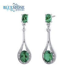 Silver Earrings with Emeralds and CZs