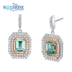 Silver & Rose Gold Earrings with Tourmaline and CZs