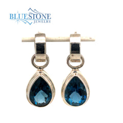 Sterling Silver Earrings w/London Blue Topaz