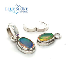Sterling Silver Huggy Earrings w/ Ethiopian Opals