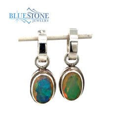 Sterling Silver Huggy Earrings w/ Ethiopian Opals