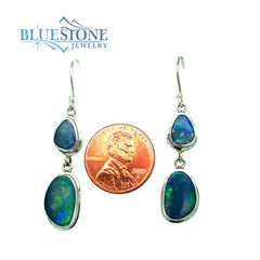 Sterling Silver Wire Earrings w/ Natural Australian Opals