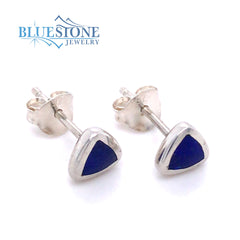 Sterling Silver Triangle Earrings with Lapis