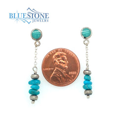Sterling Silver Stud Earrings with Natural Turquoise