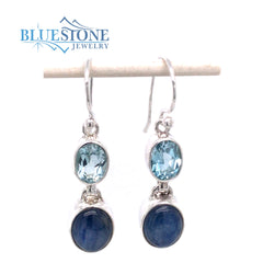 Silver Earrings with Topaz and Kyanite