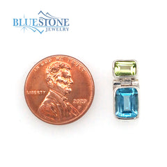 Sterling Silver Earrings w/ Blue Topaz and Peridot