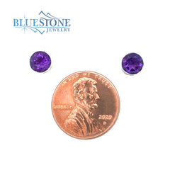 Sterling Silver Amethyst Stud Earrings- 6mm
