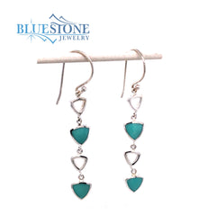 Sterling Silver Wire Earrings w/ Trillion Cut Turquoise