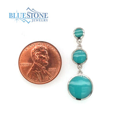 Sterling Silver Post Drop Earrings with 10 Round Turquoise