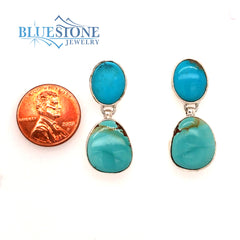 Sterling Silver Rhodium Plated Post Drop Earrings with Four Natural Tu