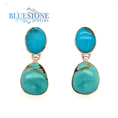 Sterling Silver Rhodium Plated Post Drop Earrings with Four Natural Tu