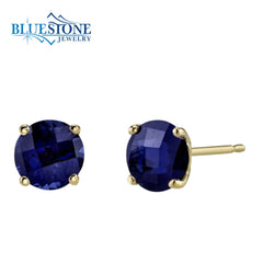 14 Karat Yellow Gold Sapphire Stud Earrings