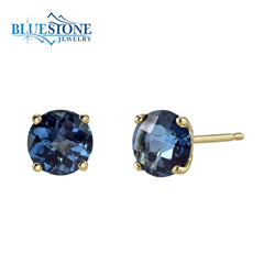 14K Yellow Gold London Blue Topaz Earrings
