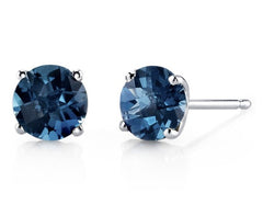 14K White Gold London Blue Topaz Stud Earrings