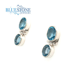 Sterling Silver Rhodium Plated Post Drop Earrings with Four Oval Cut B