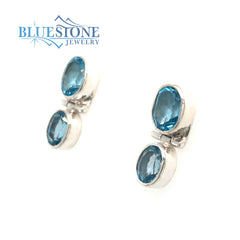 Sterling Silver Rhodium Plated Post Drop Earrings with Four Oval Cut B