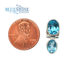 Sterling Silver Rhodium Plated Post Drop Earrings with Four Oval Cut B