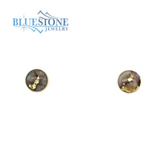 14kt YG Gold Quartz Earrings- 6mm