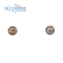 14 Karat Yellow Gold 6mm Stud Earrings with 2 Round Gold Quartz Gemsto