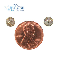 14 Karat Yellow Gold 6mm Stud Earrings with 2 Round Gold Quartz Gemsto