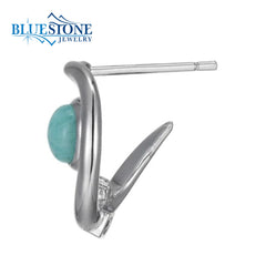 Sterling Silver Rhodium Plated Post Earrings with Two 5mm Round Genuin