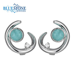 Sterling Silver Rhodium Plated Post Earrings with Two 5mm Round Genuin