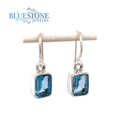 Sterling Silver Wire Earrings with Blue Topaz