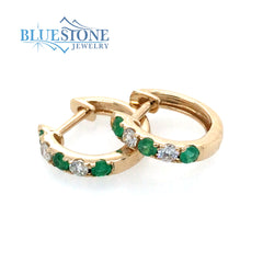 14kt Yellow Gold Emerald and Diamond Earrings