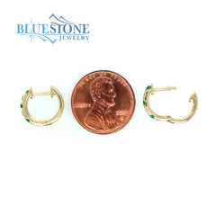 14kt Yellow Gold Emerald and Diamond Earrings