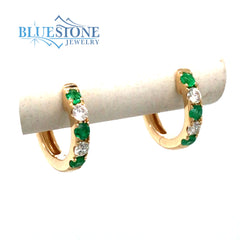 14kt Yellow Gold Emerald and Diamond Earrings