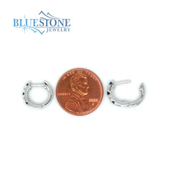 14 Karat White Gold Huggy Earrings with 6 Round Natural Sapphires at 0