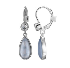 Sterling Silver Earrings w/ Topaz & Mother of Pearl & CZ's