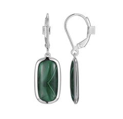 Sterling Silver Earrings with Two Rectangular Malachites