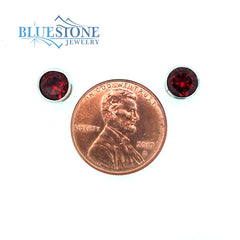 Silver Garnet Stud Earrings