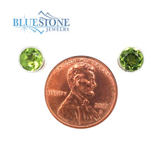 Silver Peridot Post Stud Earrings - 6mm