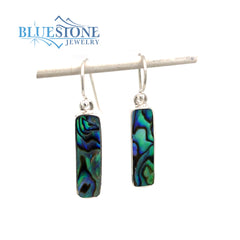Sterling Silver Rectangular Abalone Wire Earrings