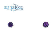 Silver Amethyst Stud Earrings