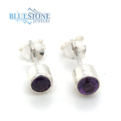 Silver Amethyst Stud Earrings