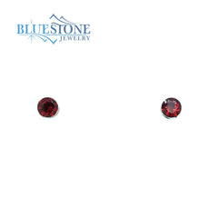 Silver Garnet Stud Earrings