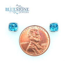 14KT White Gold Earrings with Blue Topaz