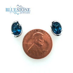 Silver London Blue Topaz Stud Earrings