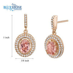 Rose Gold Plated Silver Stud Earrings with Morganite and CZs